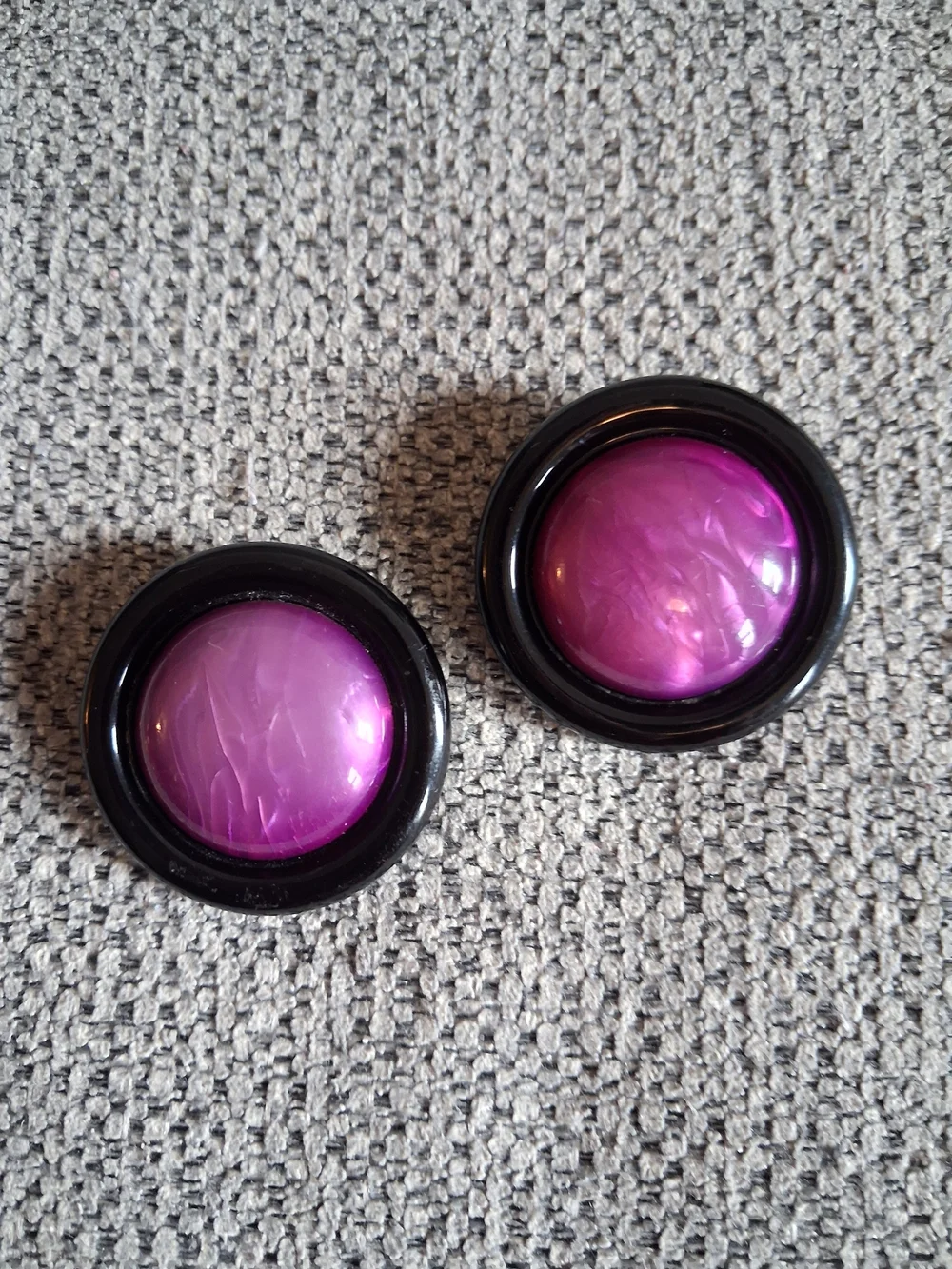 Classic Round Vintage Purple Button-Style Clip On Earrings